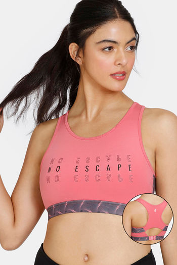 Buy Zelocity Quick Dry Sports Bra With Removable Padding - Sun Kissed Coral